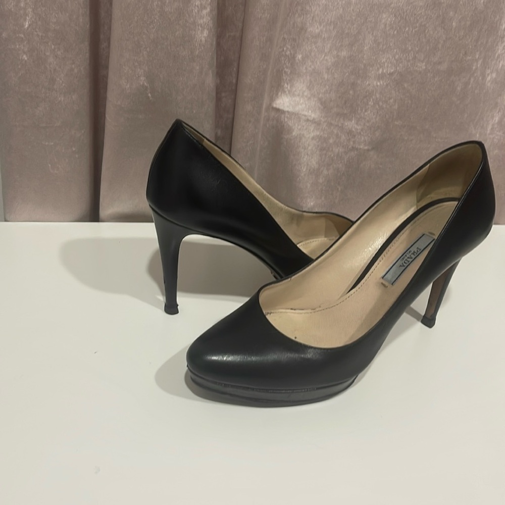 PRADA black genuine leather heals
